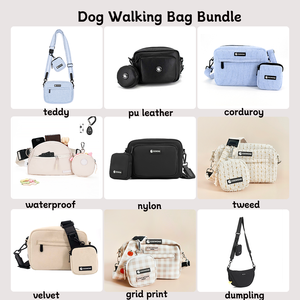 Conjunto de bolsa de paseo para perros con bandolera de nailon personalizado, conjunto de arnés para perros de diseñador, correa de <span class=keywords><strong>Collar</strong></span> para mascotas, suministros de entrenamiento, accesorios para perros - Product Image 3