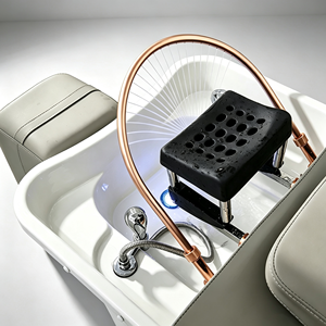 Lit de lavage de cheveux multifonctionnel avec bac de spa pour la tête, circulation d'eau et table de massage pour salon de beauté - Product Image 4