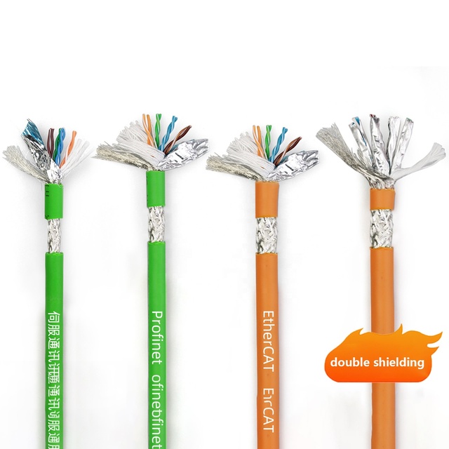 Cat6 Industrial Ethernet Cable 8-Core Shielded Solid Copper Gigabit EtherCAT High Flexibility Drag Chain Profinet Cable