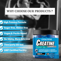 Label pribadi 120 gummies pre-workout suplemen creine monohydrated Energy Gummy untuk pertumbuhan otot