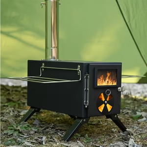 Poêle <span class=keywords><strong>à</strong></span> <span class=keywords><strong>bois</strong></span> portable en acier inoxydable sans fumée pour camping-car, tente, abri, avec cheminée amovible - Product Image 2