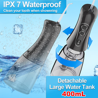 Wiederaufladbarer IPX7 Zahnreiniger für Alle Mundgesundheitszustände Reise-Munddusche 400ML Abnehmbarer Wassertank 8 Modi Tragbar