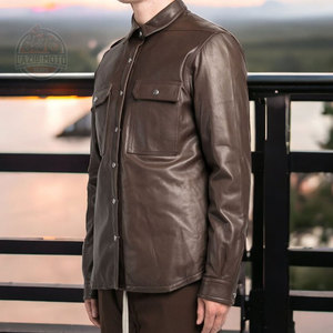 Chemises en cuir pour hommes les plus vendues, tenues décontractées confortables, design respirant, vente en gros - Product Image 3