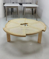 Table de rotin en bois de canne ronde de style japonais