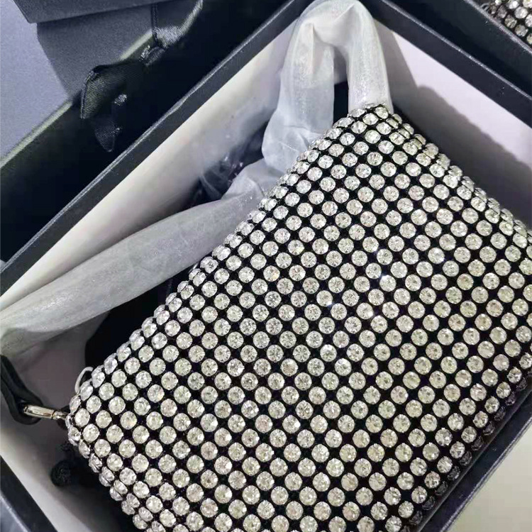 Factory AW diamond bag spring 2022 full diamond bag hand bill of lading shoulder slant cell phone armpit bag