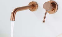 Robinet mélangeur mural pour lavabo en or rose