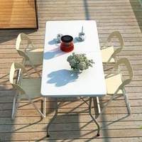 Table de pique-nique pliable en plastique portable de 8 pieds pour l'extérieur, le camping, la villa, le parc, la cuisine, le banquet, l'hôpital, l'entrepôt