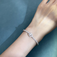 Tianyu Gems Gümüş Tenis Bilekliği Mozanit DEF VVS 6.5MM 1ct Yuvarlak Mozanit 18K Beyaz Altın Kaplama Bileklik
