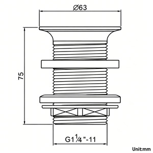 Siphon de lavabo fixe anti-vandalisme en laiton, <span class=keywords><strong>grille</strong></span> chromée G1 1/4" sans fente pour toilettes publiques - Product Image 6