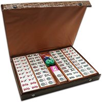 Jeu de Mahjong portable en mélamine, qualité casino professionnelle, boîte en cuir blanc de luxe, modèle LllM LIMITED 24-1107-09