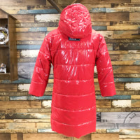 Veste d'hiver rouge brillante tendance 2026 pour femme, en cuir verni brillant, longue, style matelassé tissé, Abrigos De Mujer