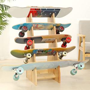 Wooden Tiered Skateboard <b>Rack</b> 5 Tier Upright Storage <b>Shelf</b> For Skateboards And Toys Living Room Multipurpose Stand - Product Image 1