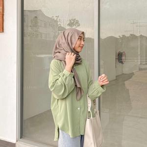 Camisa musulmana con arrugas de seda de hielo, cárdigan con cuello, camisa holgada, camisa drapeada sin planchar para mujer, gran oferta para mujer - Product Image 3