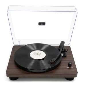 Tourne-disque <span class=keywords><strong>à</strong></span> 3 vitesses avec Bluetooth, finition bois, avec couvercle anti-poussière, lecteur de disques vintage avec haut-parleurs stéréo intégrés pour la maison - Product Image 3