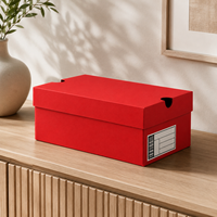 Boîte à chaussures rouge de luxe avec couvercle et base, logo personnalisé, boîte d'emballage rigide en carton pour baskets et talons, boîte de rangement pour chaussures