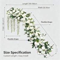 Guirlande de roses artificielles en soie blanches pour chemin de table de mariage, décoration de banquet, demande en mariage, arche de mariage, longue décoration florale pour fête
