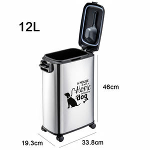 Récipient de stockage d'aliments pour animaux de compagnie de grande capacité 12L/20L couvercle de verrouillage hermétique en acier inoxydable chien chat <span class=keywords><strong>bac</strong></span> à grains avec roues - Product Image 6