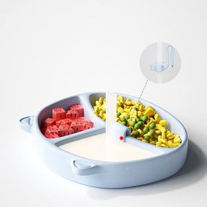Cat Shaped Silicone Baby Suction Plate Divided Toddler Feeding Plate With Straw Spoon Fork - Product Image 6