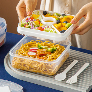 Boîte à sandwich en plastique pour l'école Boîte à lunch verrouillable 1400ml Conteneur à salade de voyage <span class=keywords><strong>hermétique</strong></span> avec cuillère et fourchette - Product Image 5