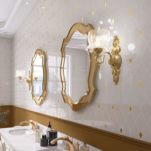 Gạch Khảm Đá Cẩm Thạch Hình Thoi Màu Trắng Và Vàng Thiết Kế Hiện Đại Cho Phòng Tắm Và Nhà Bếp Khách Sạn - Product Image 6