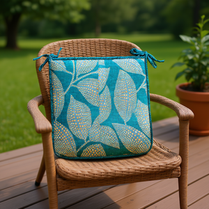 Cojín para Silla con Diseño de Plantas, 40x40x2 cm, 100% Poliéster, Repelente al Agua, Acolchado, Funda Extraíble, Fácil de Limpiar, con Cierre, para Exteriores - Product Image 2