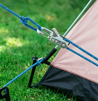 Corde de camping à 6 crochets, corde de tente, corde d'escalade avec tendeur à rouleaux, boucle de verrouillage, corde d'arrimage, corde de serrage de cargaison