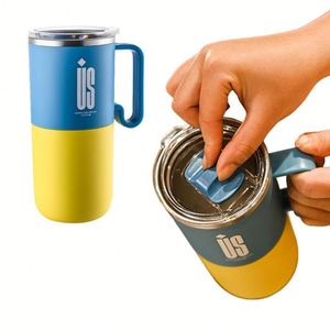 Taza de Café Bonita con 3 Opciones de Tapa, Popular Taza de Café de Acero Inoxidable 304 de 600 ml para Escritorio - Product Image 1