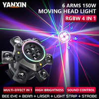 RGB 6-Arm Bee Eyes LED Moving Head Light Rotierender Strahleffekt Professioneller DMX DJ Bühneneffekt für Shows, Partys, Hochzeiten und Veranstaltungsorte