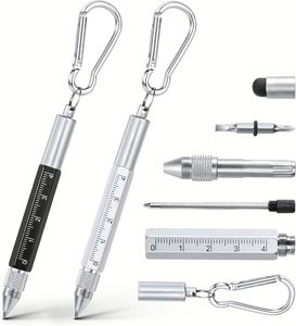 Stylo multifonction 6-en-1 personnalisable, porte-clés et mousqueton en métal avec logo personnalisé, cadeau pour papa - Product Image 1