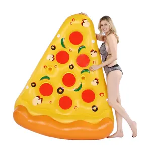 Penjualan Langsung Pabrik Kustom Tiup Pizza Mengambang Plastik Pizza Slice Kolam Mengambang Kasur Air Udara Tidur untuk Pantai
