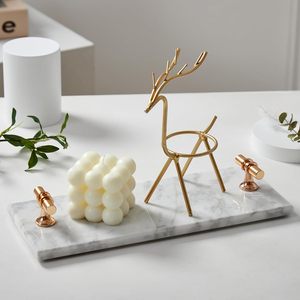 Đá Cẩm Thạch hiện đại tay khăn khay cho phòng tắm nến thơm trang trí khay Vanity trang sức khay với Vàng xử lý - Product Image 2