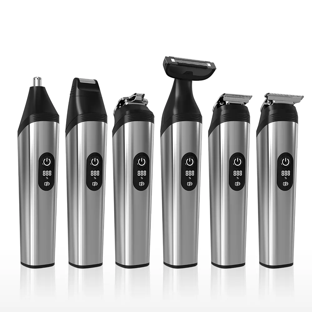 Unibono professional 6 in 1 cordless barber clippers pubic split end hair cutting machine mustache shaver body trimmer for men