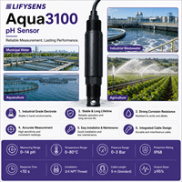 Sonde de pH en ligne Aqua3100, électrode submersible IP68, filetage NPT 3/4 pour usines de traitement de l'eau, eau du robinet et piscines