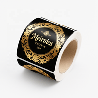 Etiqueta de Vino de Vinilo Impermeable Personalizada, Etiqueta de Bebidas con Textura de Lujo y Lámina Dorada