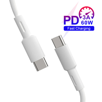 Vente en gros de câble de 60W charge rapide de type C à chargeur de câble de type C charge rapide câble de transfert de données USB pour ordinateur portable téléphone mobile