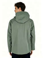 Olivgrüner Herren Softshell Gorpcore Parka Streetwear Techwear Urban Fashion Hochkragen Verstellbare Manschetten Einfarbiger Herrenmantel