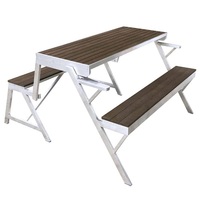Ensemble table et banc pliables 2-en-1 modernes pour l'extérieur |   Cadre en acier inoxydable |   Lames en composite bois-plastique HDPE |   Pique-nique en plein air résistant aux intempéries