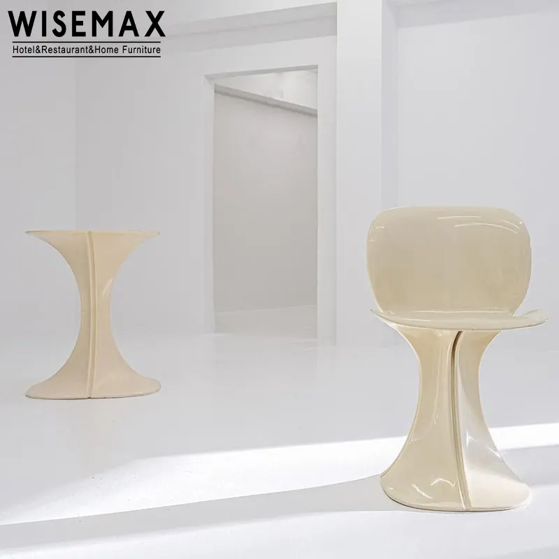 WISEMAX FURNITURE Chaise de salle à manger minimaliste en fibre de verre Moderne Luxe France Creative Forme unique Chaise en plastique pour restaurant