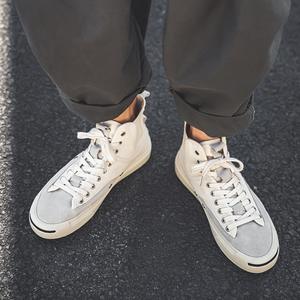 รองเท้าผ้าใบผู้ชายทรงสูงแบบสวม สไตล์เรโทร น้ำหนักเบา ระบายอากาศได้ดี กันลื่น ทนทาน แฟชั่นทันสมัย เหมาะสำหรับใส่เดินเล่นลำลอง - Product Image 3