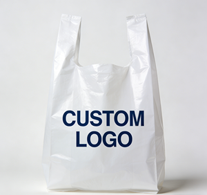 Sacs en plastique HDPE jetables en gros, format T-shirt, taille personnalisée, impression offset blanche pour l'emballage alimentaire et les sacs de courses - Product Image 2