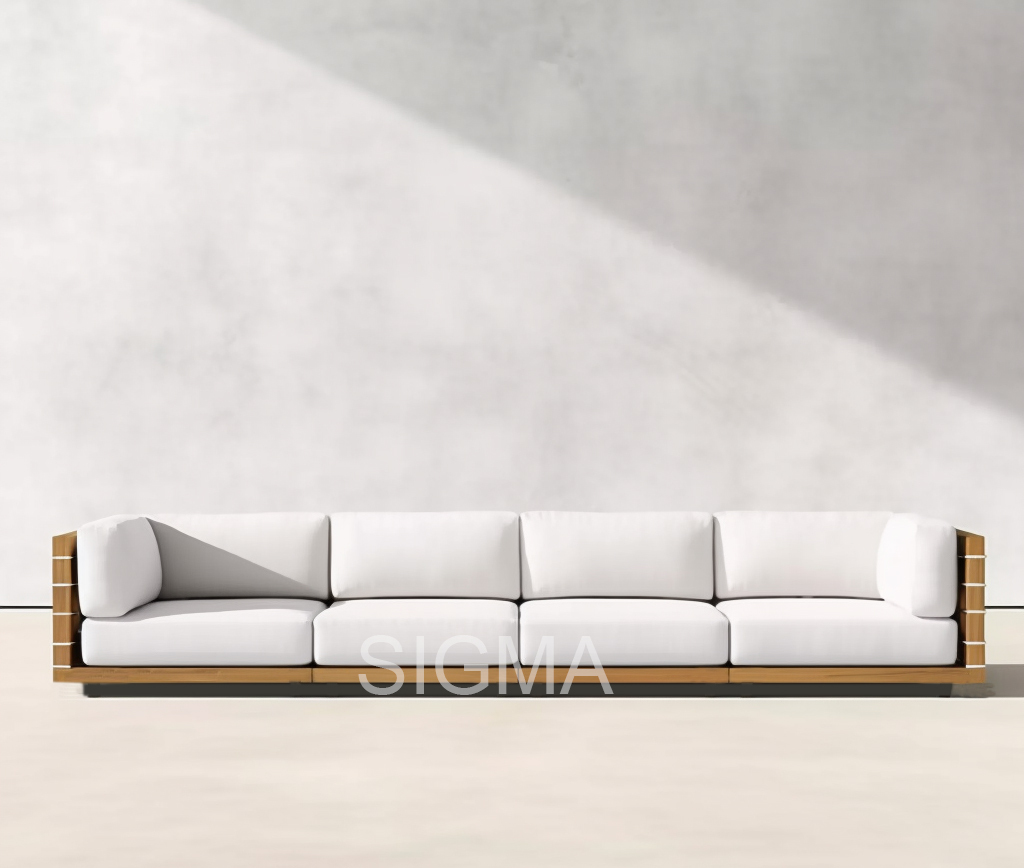 New Design Outdoor Patio Luxury All Weather Garden Sofa Set Solid Wooden Furniture Teak Sofa