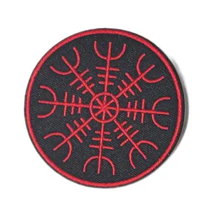 Custom Creative Red Black Iron Woven Badge Handmade Embroidered Patch for DIY Uniform Equipment Halloween Logo Display Patch