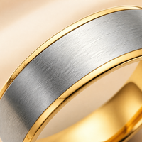 18K Vergoldeter Edelstahlring Matt Zweifarbig Anpassbare Innengravur Hypoallergener Schmuck Großhandel