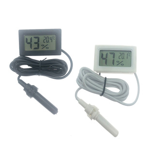 HT-3 Digital Thermometer Hygrometer Wired Indoor Car Pet Temperature Humidity Monitor Black White Version - Product Image 1