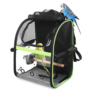 Caminhadas portáteis Camping Bird Carrier Travel Cage com pé poleiro dobrável Pet Bird Carrier Backpack