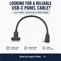 USB3.1 Gen2 Rechtwinkliges Typ-C-Stecker auf Panel-Mount-Buchse Kabel 20mm Schraubenloch 10Gbps PD100W 5A für Industriegehäuse und Schränke
