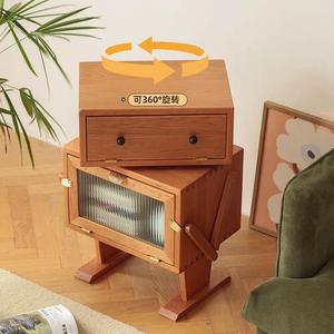 Solid Wood Side <b>Cabinet</b> Cherry Wood 2 Compartments <b>Storage</b> Living Room Bedroom Furniture - Product Image 2