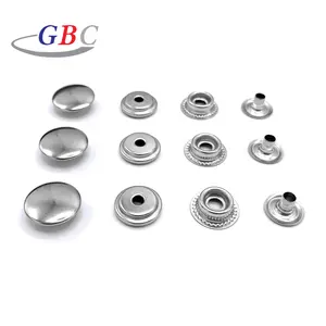 15 mm stainless steel metal press snap button set four parts ring snap button for jackets