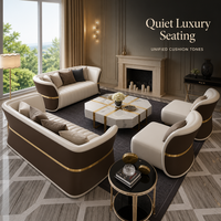 Ensemble de Canapés en Cuir de Luxe, Design Italien Tendance, pour Villa Haut de Gamme, Décoration de Salon, Canapé Créatif