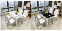 Table à manger moderne et simple en verre trempé pour petit appartement, connexion double face, ensemble de table et de chaises pour la maison